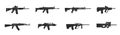 Assault rifle icon set. weapon, carbine and firearms symbols. isolated vector images for military infographics