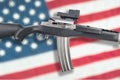 Assault rifle over flag Royalty Free Stock Photo