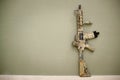 Assault Rifle, painted in sand color. Royalty Free Stock Photo