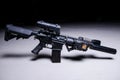 Assault rifle with silencer and optical scope Royalty Free Stock Photo