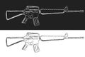 Assault rifle sketch. Classic armament vector illustration. Pencil style drawing