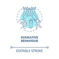 Assaultive behavior blue concept icon