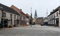 Asse, Flemish Brabant Region, Belgium : View over the central village market square \'Hopmarkt\' with restaurants and