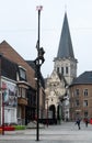 Asse, Flemish Brabant Region, Belgium - View over the central village market square 'Hopmarkt' with restaurants and