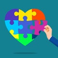 Assemble the heart puzzle. Heart jigsaw. vector illustration Royalty Free Stock Photo