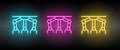 assemble robot, industrial arms neon icon set