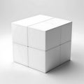 Assembled Cube Structure Made From White Blocks on a Plain Background Royalty Free Stock Photo