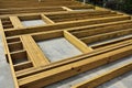 Wood framework ready for installation for new commercial building.