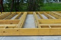 Wood framework ready for installation for new commercial building.
