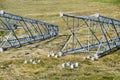 Assembled power transmission line supports, ready for installation