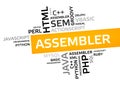 ASSEMBLER word cloud, tag cloud, vector graphic