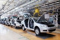 Assembling cars Skoda Octavia on conveyor line Royalty Free Stock Photo