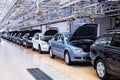 Assembling cars Skoda Octavia on conveyor line Royalty Free Stock Photo