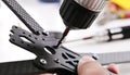 Assembling DIY fpv drone frame Royalty Free Stock Photo