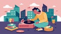 Assembling the record player becomes a theutic and relaxing activity for stressedout city dwellers looking for a break Royalty Free Stock Photo