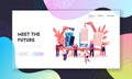 Assembling and Using Smartphones Website Landing Page. People Holding Cellphones, Memory Card and Charger