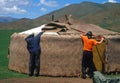 Assembling a yurt, Mongolia