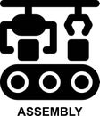 assembly, assembly line, production line, production process, conveyor, manufacturing, robot solid glyph icon