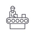 Assembly conveyor concept vector thin line icon, symbol, sign, illustration on isolated background