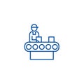 Assembly conveyor line icon concept. Assembly conveyor flat vector symbol, sign, outline illustration.