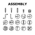 assembly furniture instruction icons set vector