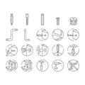 assembly furniture instruction icons set vector