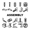 assembly instruction furniture icons set vector