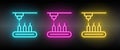 assembly line, conveyor belt, production neon icon set