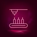 Assembly line, conveyor belt, production vector neon icon. Illustration isolated