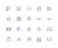 Assembly line icons collection. Assembly, Parts, Compnts, Manufacturing, Fabrication, Engineering, Production vector and