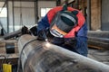 Welder, arc welding and weld seam close-up Royalty Free Stock Photo