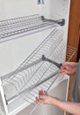 Assembly wire dish rack for drying dishes inside kitchen cabinet