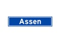 Assen isolated Dutch place name sign. City sign from the Netherlands.