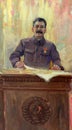 Socialist Realism painting : Stalin standing