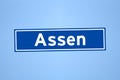 Assen place name sign in the Netherlands