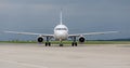 Assenger airplane Airbus A320 of Ural Airlines company on airfield