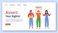 Assert your rights landing page vector template