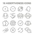 Assertiveness icon set. Flat vector illustration