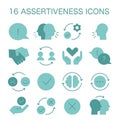 Assertiveness icon set. Flat vector illustration