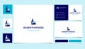 Assertiveness logo design with editable slogan. Branding book and business card template.