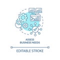 Assess business needs turquoise concept icon