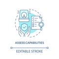 Assess capabilities turquoise concept icon