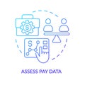 Assess pay data blue gradient concept icon