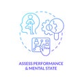 Assess performance and mental state blue gradient concept icon