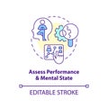 Assess performance and mental state concept icon