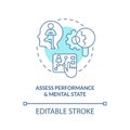 Assess performance and mental state turquoise concept icon