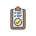 Color illustration icon for Assessed, appraise and check Royalty Free Stock Photo