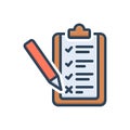 Color illustration icon for Assessed, appraise and check Royalty Free Stock Photo