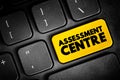 Assessment Centre - process where candidates are examined to determine their suitability for specific types of employment, text Royalty Free Stock Photo