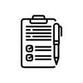 Black line icon for Assessment, evaluation and document